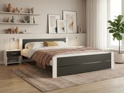 Pat dublu IKAROS DOUBLE 160 x 200 cm, antracit/alb Saltele: Fara saltea, Somiera pat: Cu lamele curbate