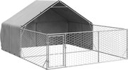 vidaXL Canisa de exterior cu alergare 4x3x1,9 m otel galvanizat