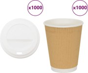 vidaXL Cești de cafea din hârtie cu capace 1000 buc 16 oz 400 ml