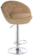HR948W Scaun Latte din Catifea cu Bază Cromata