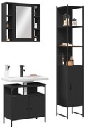 vidaXL Set dulapuri de baie, 3 piese, negru, lemn prelucrat