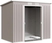 Outsunny Magazie Grădină pentru Unelte cu Acoperiș Înclinat, Metalică, Ușă Dublă și Fante de Ventilație, 213x130x172 cm | Aosom România