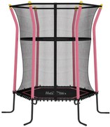 HOMCOM Trambulină Elastică pentru Copii 3-10 Ani cu Intrare cu Fermoar și Bare Căptușite, Ø163,5x190 cm, Roz | Aosom Romania