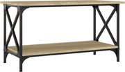 vidaXL Măsuță cafea, stejar sonoma, 80x45x45 cm lemn prelucrat și fier