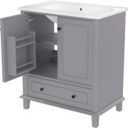 Dulap de baie cu chiuvetă, independent, spațiu mare de depozitare, 76x46x87 cm, Gri