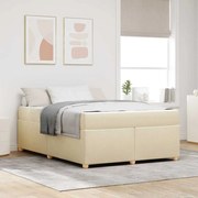 vidaXL Cadru de pat cu saltea Crem 140 x 200 cm țesătură