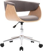 vidaXL Scaun bucătărie pivotant gri taupe lemn curbat/material textil
