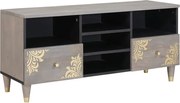 vidaXL Cabinet TV cu sertar Gri 100 x 33 x 46 cm Lemn de mango solid