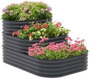 Outsunny Căsuță de grădină în formă de pătrat cu fund deschis 3 etaje pentru ierburi legume fructe flori 158 x 109 x 82 cm gri | Aosom Romania