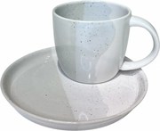 Set Cafea Cana si Farfurie Artizan Gri (1 cana 450ml, 1 farfurie 20cm)