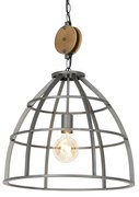 Lampă suspendată industrială gri închis cu lemn 47 cm - Arthur