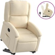 vidaXL Fotoliu rabatabil cu ridicare pe verticală, crem, textil
