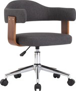 vidaXL Scaun de birou pivotant, gri, lemn curbat și material textil