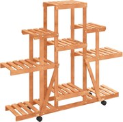 vidaXL Suport pentru flori cu roți, 110x25x101 cm, lemn masiv de brad