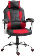 HOMCOM Scaun Gaming Ergonomic cu Inclinare Suport Lombar Tetieră Piele Ecologică Roșu Negru | Aosom Romania