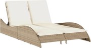 vidaXL Șezlong cu perne, bej, 114x205x73 cm, poliratan