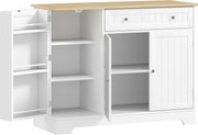HOMCOM Comodă Modernă cu Spațiu de Depozitare, Bufet cu Sertar, Rafturi Reglabile, Mică Cămară de Bucătărie cu Rafturi Interioare, Alb | Aosom Romania