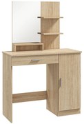HOMCOM Masă de Machiaj cu Dulap, Sertar, Rafturi și Oglindă, lemn natural | Aosom Romania
