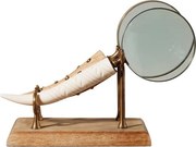 Set 2 lupe decorative din rasina si alama pe postativ Horn