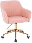 HC190K Scaun Roz din Piele Ecologica cu Bază Aurie