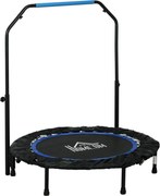 HOMCOM Trambulină Elastică Pliabilă cu Mâner Reglabil, Ø102x99123 cm, Albastru | Aosom Romania