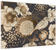 Tablou - Flori aurii pe fundal întunecat (70x50 cm)