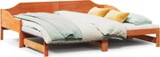 vidaXL Pat de zi cu extensie, maro ceruit, 90x200cm, lemn masiv de pin