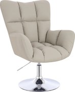 HR650N Scaun Ecru Piele Ecologica Premium Soft cu Bază Cromata