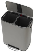 Coș de gunoi gri deschis de reciclat/cu pedală din oțel 60 l Bo – Brabantia