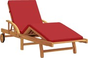 vidaXL Șezlong cu pernă Roșu 200 x 67 x 84cm Lemn masiv de acacia