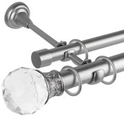 Galerie dubla bara simpla Cristal Odeon 25/19, metal, argintiu - 240 cm