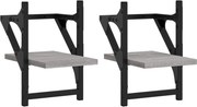 vidaXL Rafturi de perete cu bare, 2 buc., gri sonoma, 20x25x30 cm