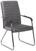 Scaun vizitator gri OFF 833V din catifea cu cadru metalic cromat și brațe