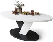 Mazzoni LOVA Alb/Negru - MĂSUȚĂ OVALĂ 110x60 cm MĂSUȚĂ DE CAFEA MODERNĂ