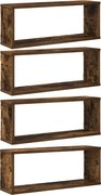 vidaXL Rafturi de perete cub, 4 buc., stejar fumuriu 60x15x23 cm, lemn