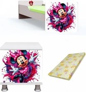 Pat fetite cu saltea si noptiera Minnie