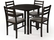Set TORINO Masă rotundă + 4 scaune Negru / Gri Deschis