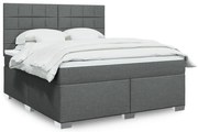vidaXL Pat box spring cu saltea, gri închis, 180x200 cm, textil
