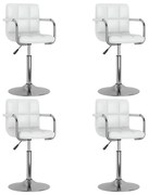 vidaXL Scaune de masă pivotante, 4 buc., alb, piele ecologică