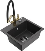 Mexen Milo chiuvetă de granit cu 1 compartiment cu baterie de bucătărie Duo, negru pătat - 6505-76-671701-57-B