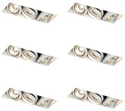 Set de 6 spoturi încastrate albe GU10 AR70 fără ramă cu 3 lumini - Oneon
