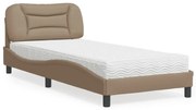 vidaXL Pat cu saltea, cappuccino, 90x190 cm piele ecologică