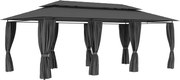 vidaXL Pavilion cu perdele, antracit, 600 x 298 x 270 cm