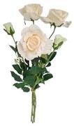 Floare artificială Trandafir alb, 68 cm, 5 buc