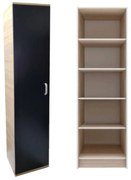 Dulap cu o Usa si 4 polite 200X45X45 cm, Culoare Sonoma cu Negru din Pal de 18mm