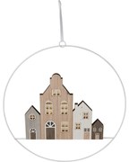 Decorațiune de Crăciun suspendată Winter Houses II, 30 cm, luminoasă, pe baterii