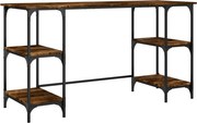 vidaXL Birou, stejar fumuriu, 140x50x75 cm, metal și lemn prelucrat