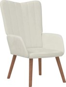 vidaXL Scaun de relaxare, alb crem, catifea
