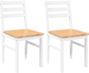 vidaXL Scaune de sufragerie 2 buc Cauciuc din lemn masiv alb