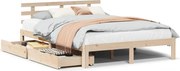 vidaXL Cadru de pat cu sertare, 150x200 cm, lemn masiv pin